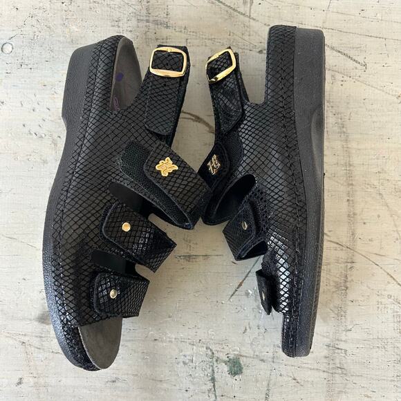 Helle Comfort 356-F Tulin Black Leather Orthotic Adjustable sling back Sandal 39 - Picture 12 of 16